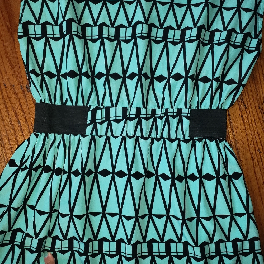 Emmelee Black and Turquoise Dress sz Med - Picture 3 of 7